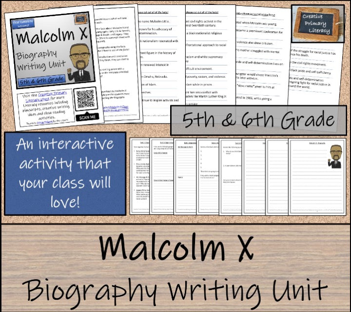 Malcolm X Close Reading & Biography Writing Bundle | 5th Grade & 6th Grade