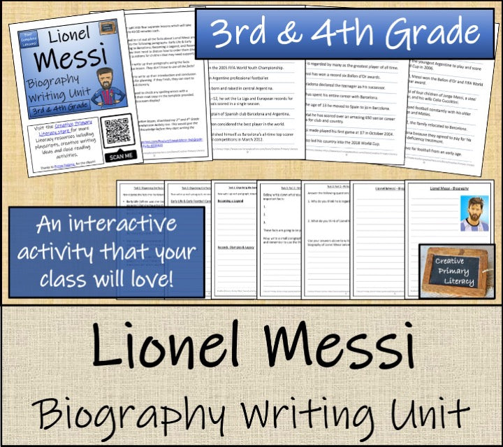 Lionel Messi Close Reading & Biography Bundle |3rd Grade & 4th Grade