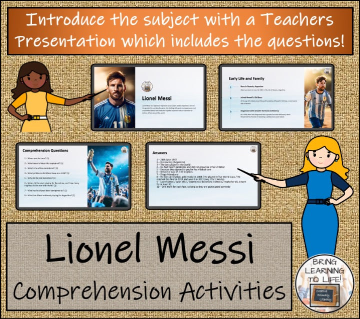 Lionel Messi Close Reading Comprehension Activities | 3rd Grade & 4th Grade