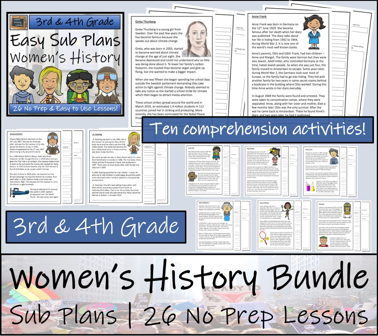 Emergency Sub Plans | Womens History Bundle | 3rd Grade & 4th Grade