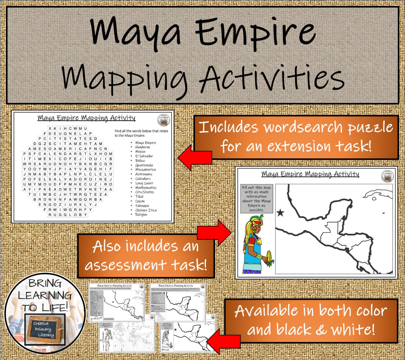 Maya Empire Map Activities and Presentation