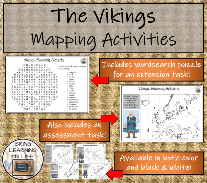 The Vikings Map Activities and Presentation