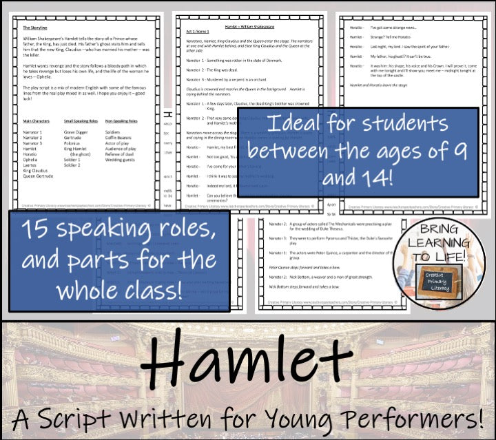 Hamlet | Play Script & Close Reading Bundle | 3rd Grade & 4th Grade