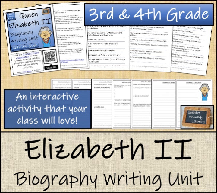 Queen Elizabeth II Close Reading & Biography Bundle | 3rd Grade & 4th Grade