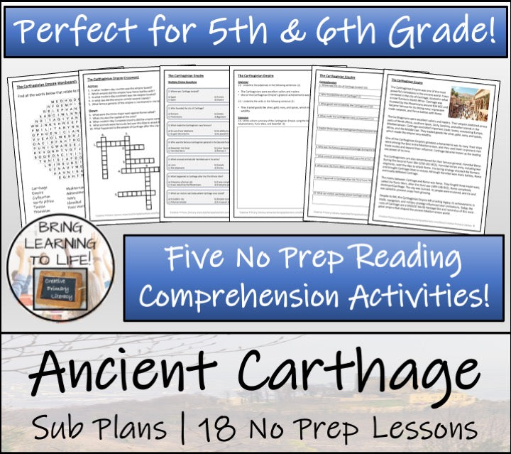 Emergency Sub Plans | Ancient Carthage Bundle | 5th Grade & 6th Grade