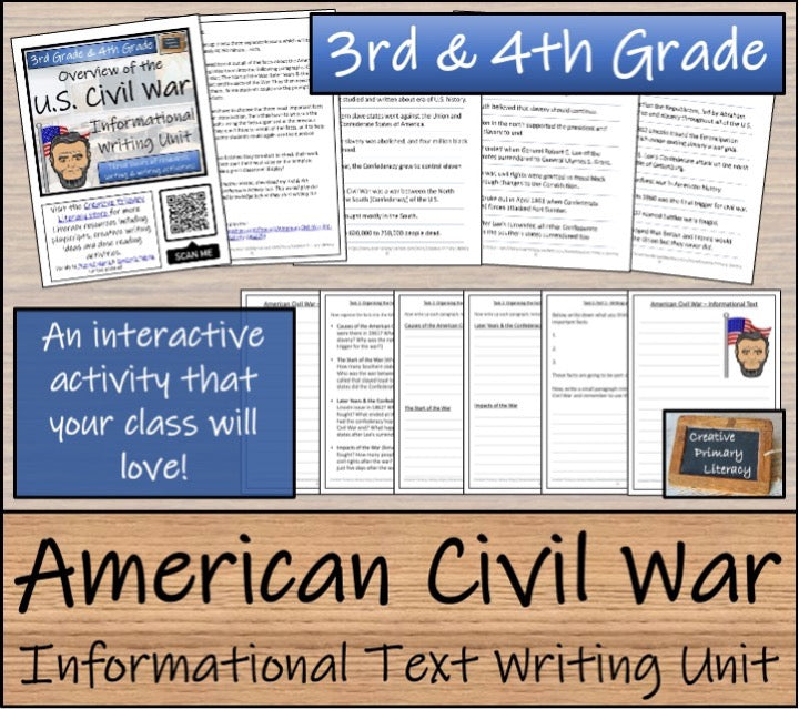 American Civil War Close Reading & Informational Writing Bundle 3rd & 4th Grade