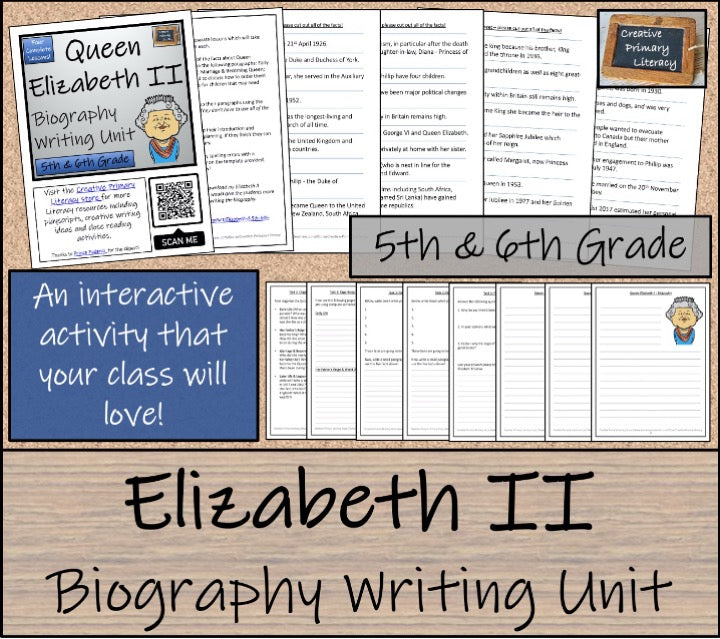 Queen Elizabeth II Close Reading & Biography Bundle | 5th Grade & 6th Grade