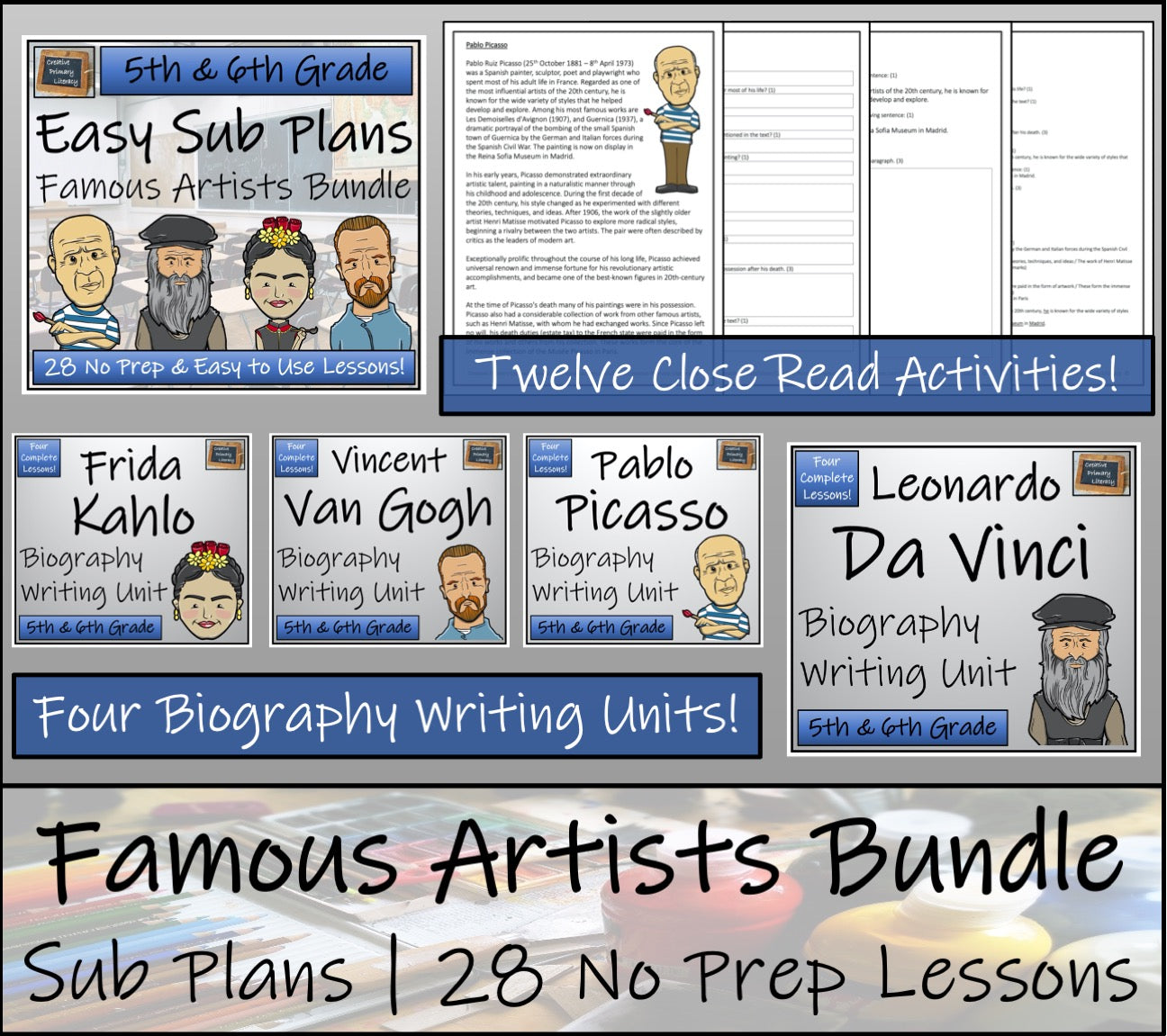 Emergency Sub Plans | Famous Artists Bundle | 5th Grade & 6th Grade