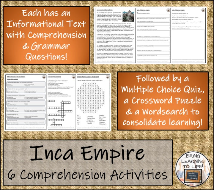 Inca Empire Close Reading Comprehension Bundle | 5th Grade & 6th Grade