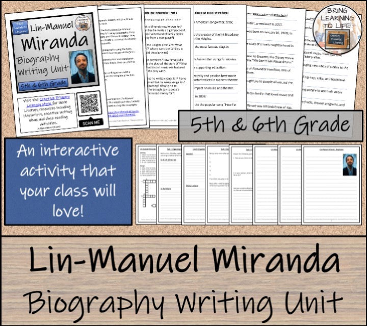 Lin-Manuel Miranda Close Reading & Biography Bundle | 5th Grade & 6th Grade