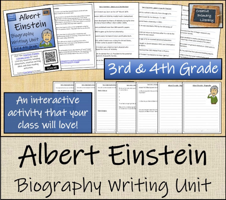 Albert Einstein Close Reading & Biography Bundle 3rd Grade & 4th Grade