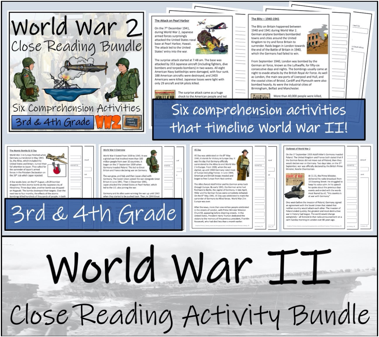 Emergency Sub Plans | World War II Bundle | 3rd Grade & 4th Grade