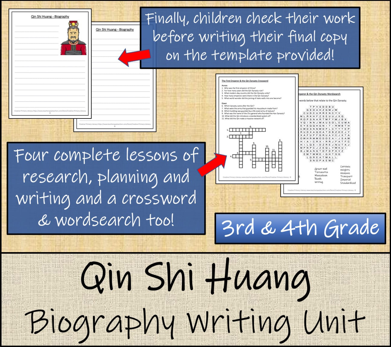 Qin Shi Huang Biography Writing Unit | 3rd Grade & 4th Grade