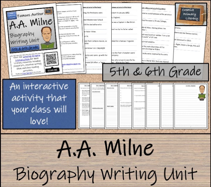 A.A. Milne Close Reading & Biography Bundle | 5th Grade & 6th Grade