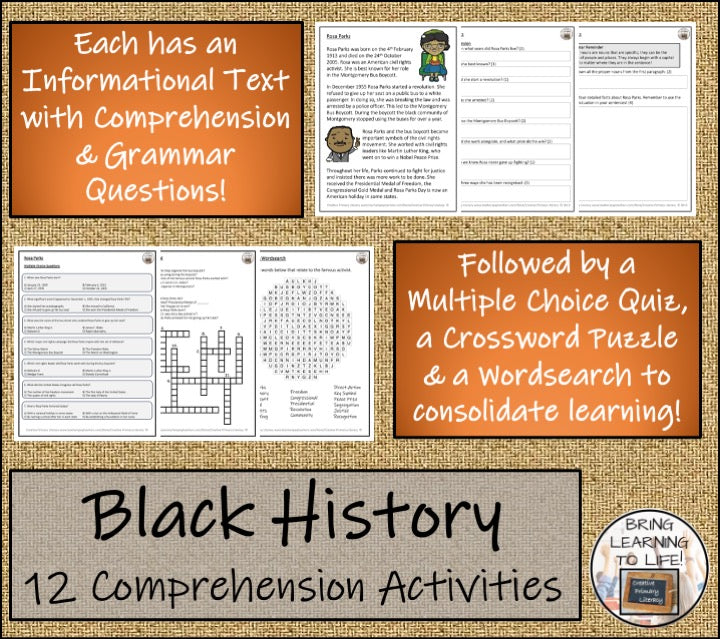 Black History Volumes 1 & 2 Close Reading Comprehension Bundles 3rd & 4th Grade