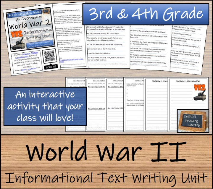 World War II Close Reading & Informational Writing Bundle 3rd Grade & 4th Grade