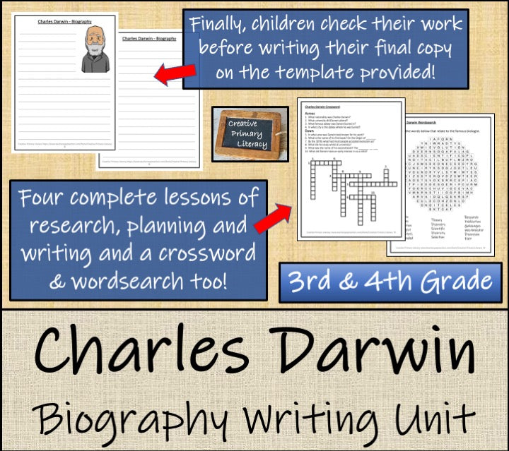 Charles Darwin Biography Writing Unit | 3rd Grade & 4th Grade