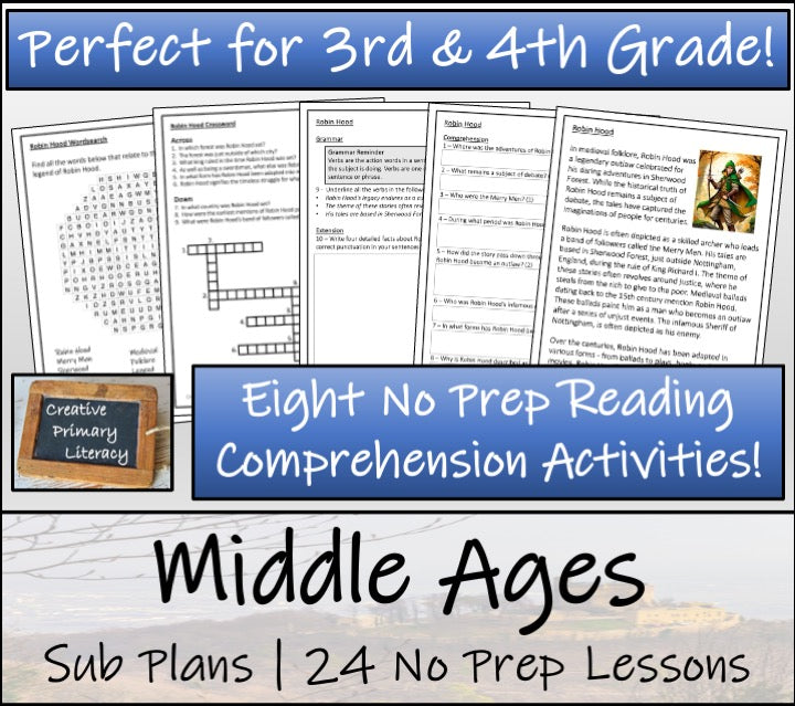 Emergency Sub Plans | Middle Ages Bundle | 3rd Grade & 4th Grade