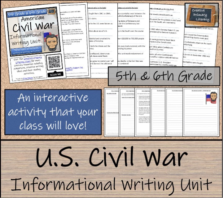 American Civil War Close Reading & Informational Writing Bundle 5th & 6th Grade