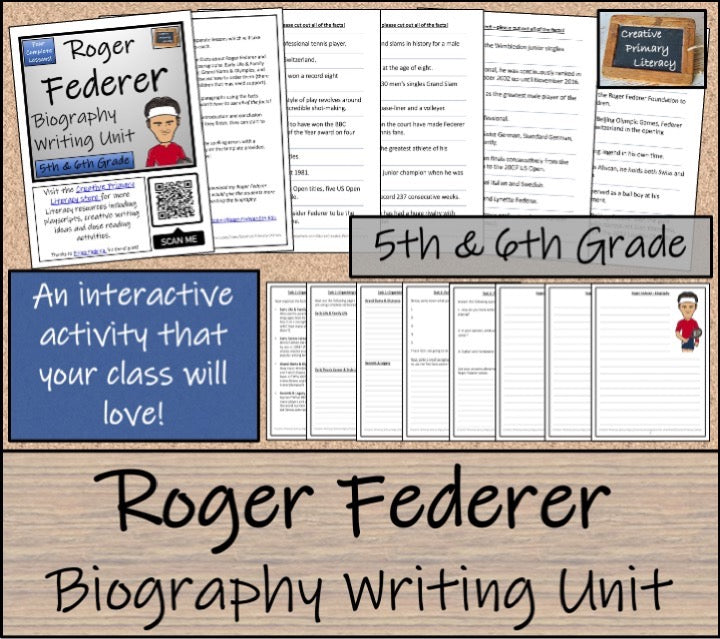 Roger Federer Close Reading & Biography Bundle | 5th Grade & 6th Grade