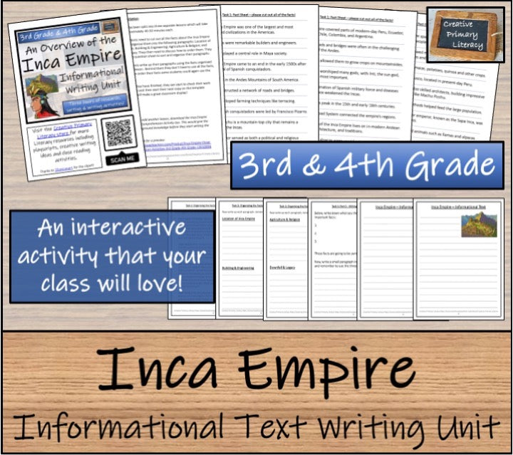 Inca Empire Display Timeline Close Reading & Writing Bundle | 3rd & 4th Grade