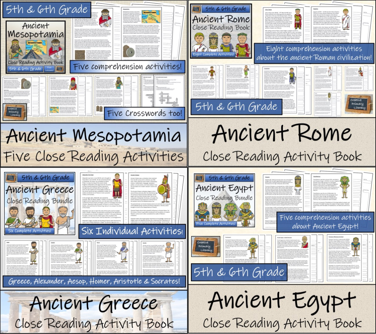 Ancient History Close Reading Book Mega Bundle | 5th Grade & 6th Grade