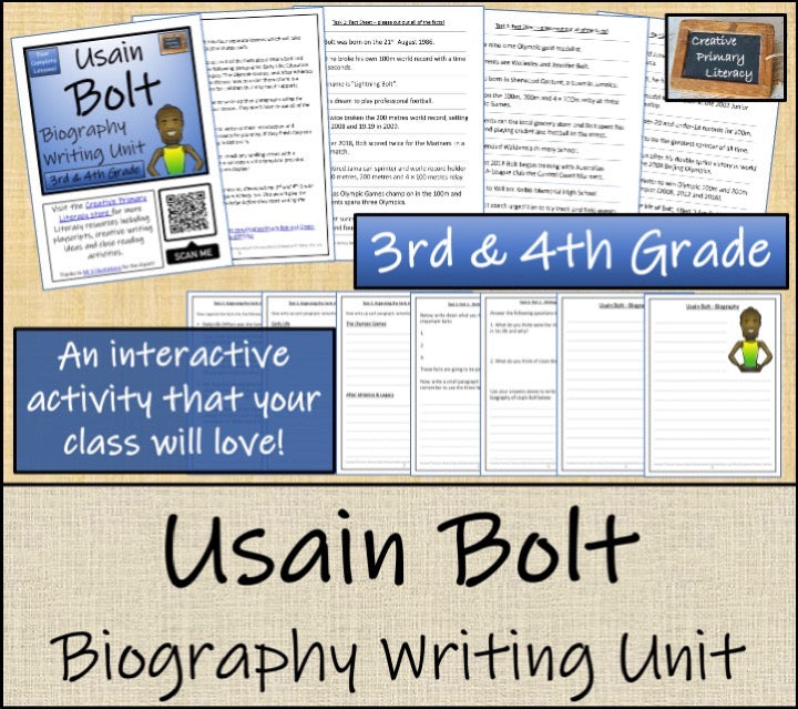 Usain Bolt Close Reading & Biography Bundle | 3rd Grade & 4th Grade