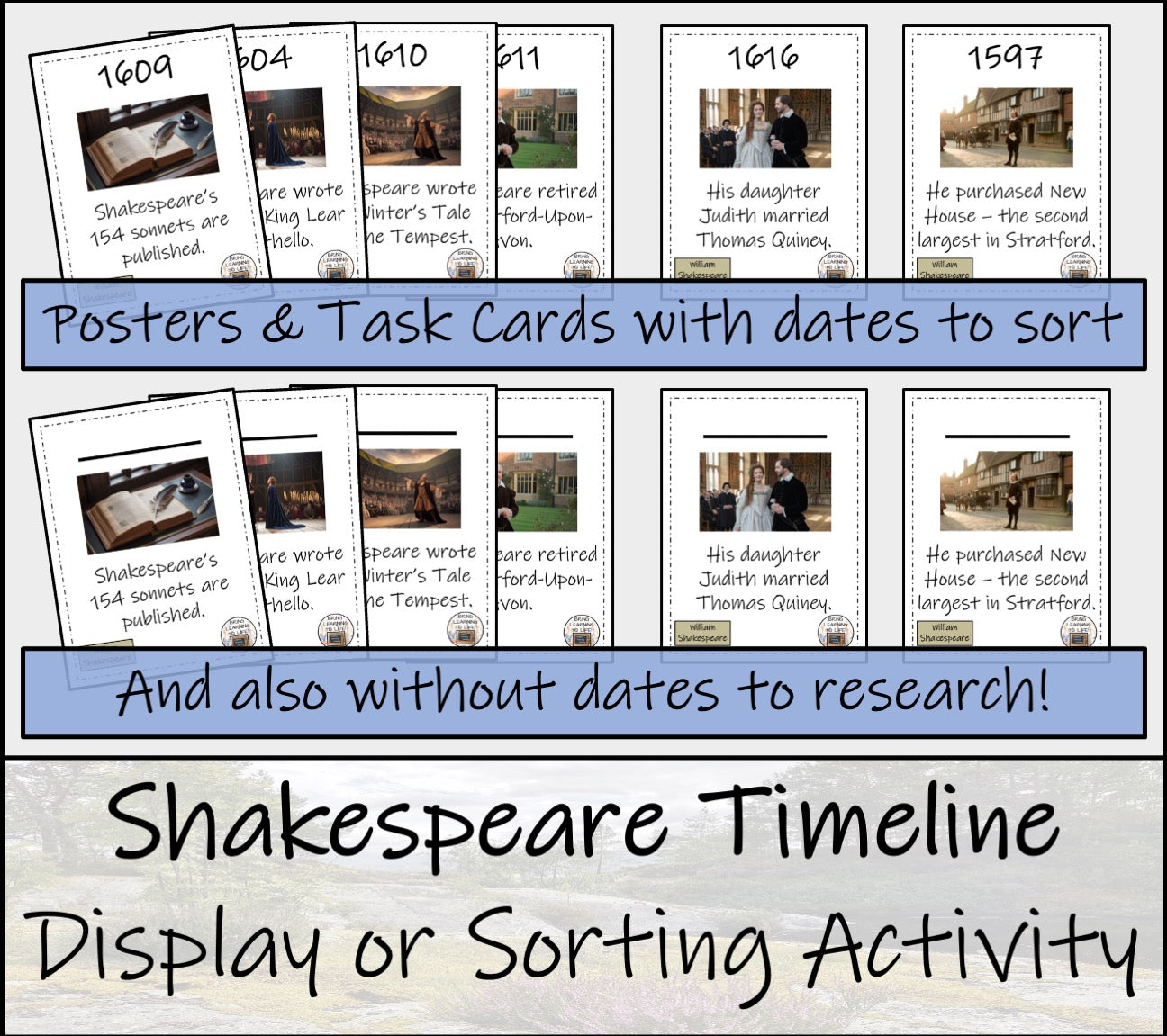 William Shakespeare Timeline Display Research and Sorting Activity