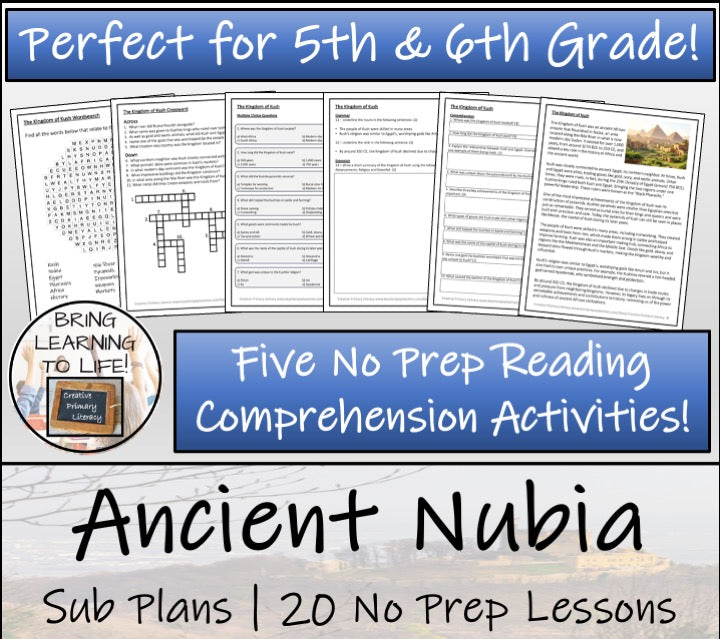 Emergency Sub Plans | Ancient Nubia Bundle | 5th Grade & 6th Grade