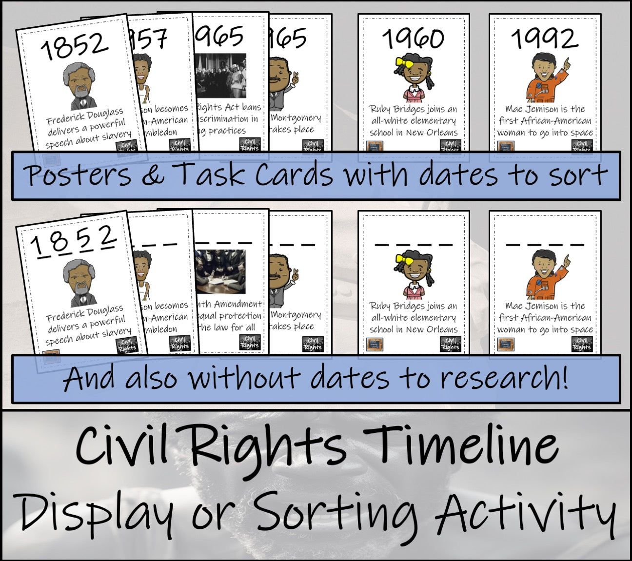 Civil Rights Movement Timeline Display Research and Sorting Activity