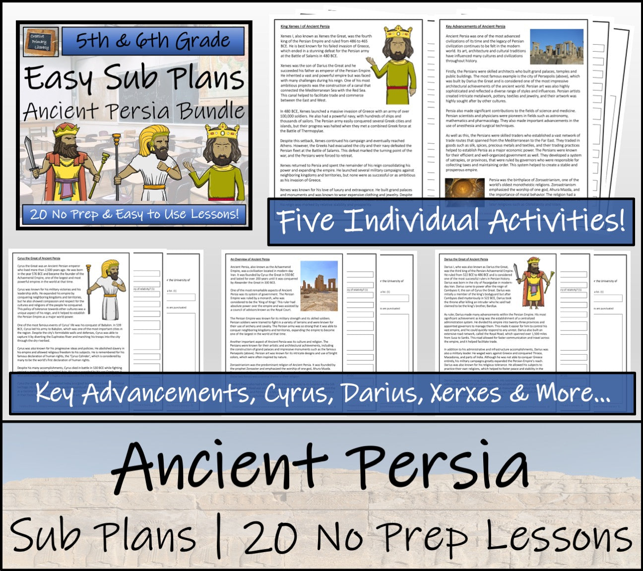 Emergency Sub Plans | Ancient Persia Bundle | 5th Grade & 6th Grade