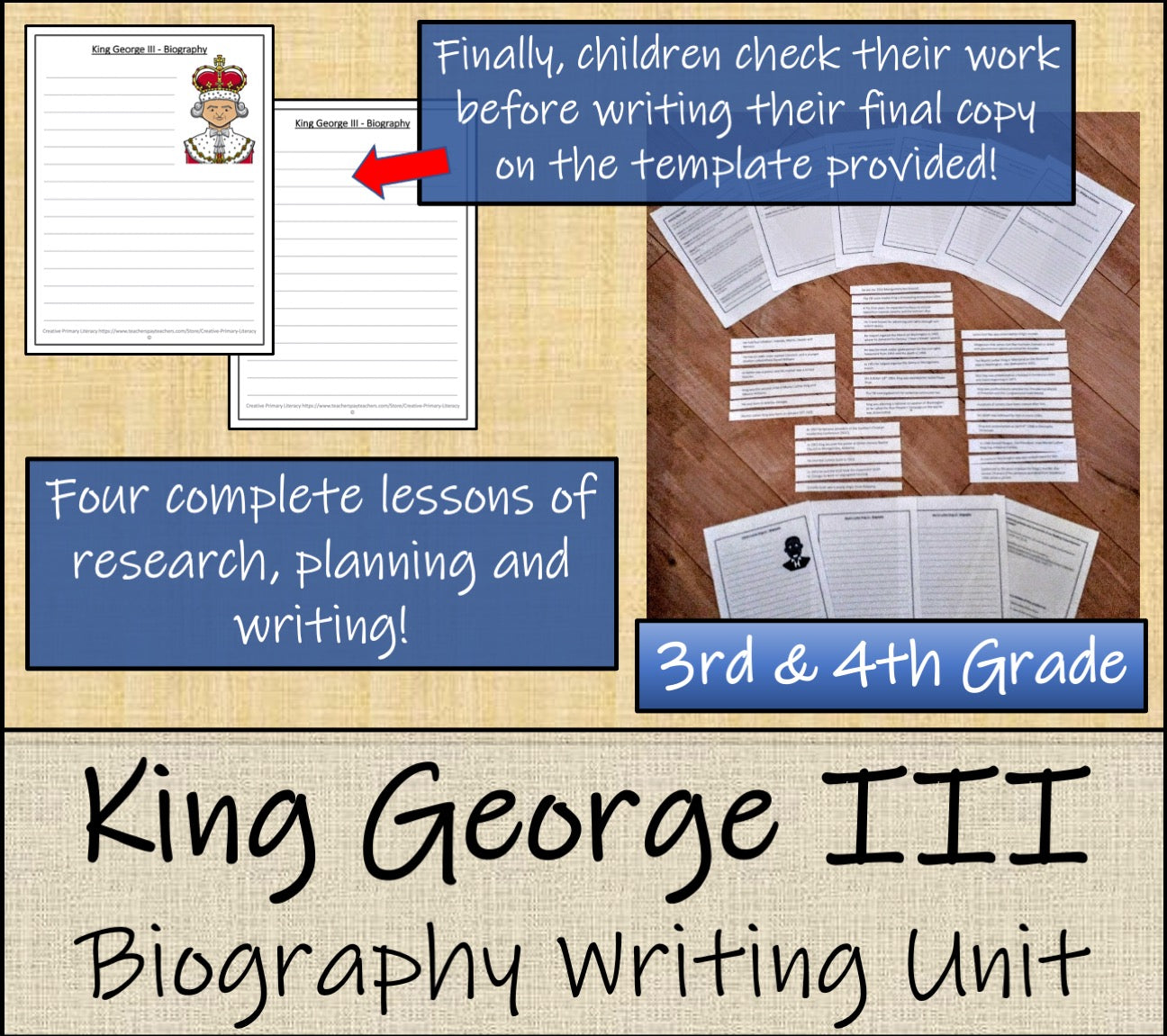 King George III Biography Writing Unit | 3rd Grade & 4th Grade