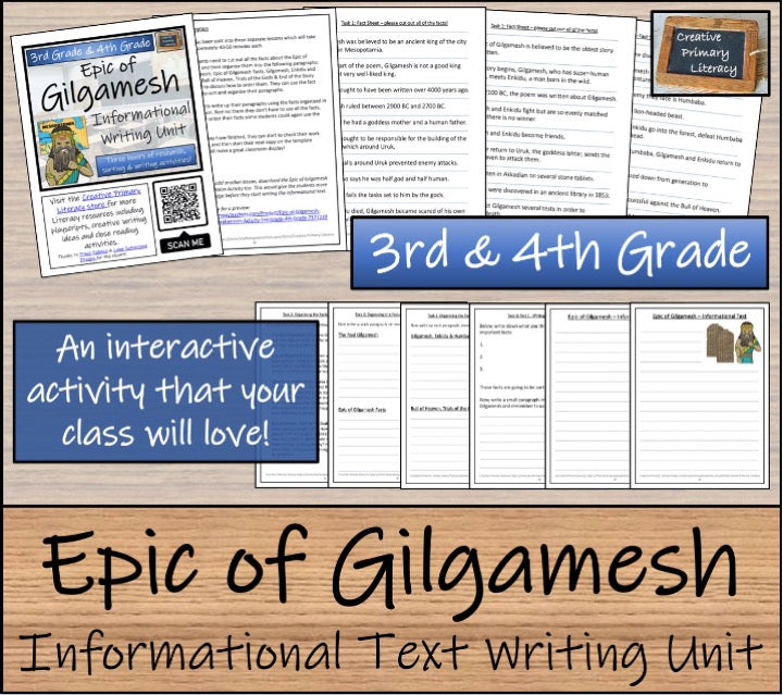 Epic of Gilgamesh Close Reading & Informational Writing Bundle | 3rd & 4th Grade