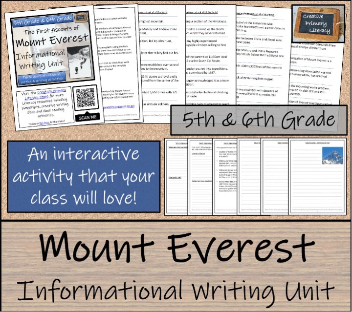 Mount Everest Close Reading & Informational Writing Bundle 5th Grade & 6th Grade