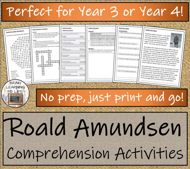 Roald Amundsen Close Reading Comprehension Activities | 3rd Grade & 4th Grade