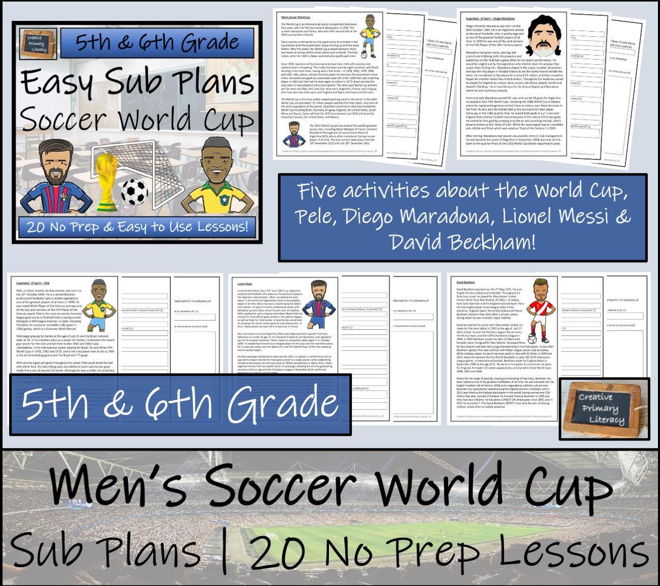 Emergency Sub Plans | Soccer World Cup Bundle | 5th Grade & 6th Grade