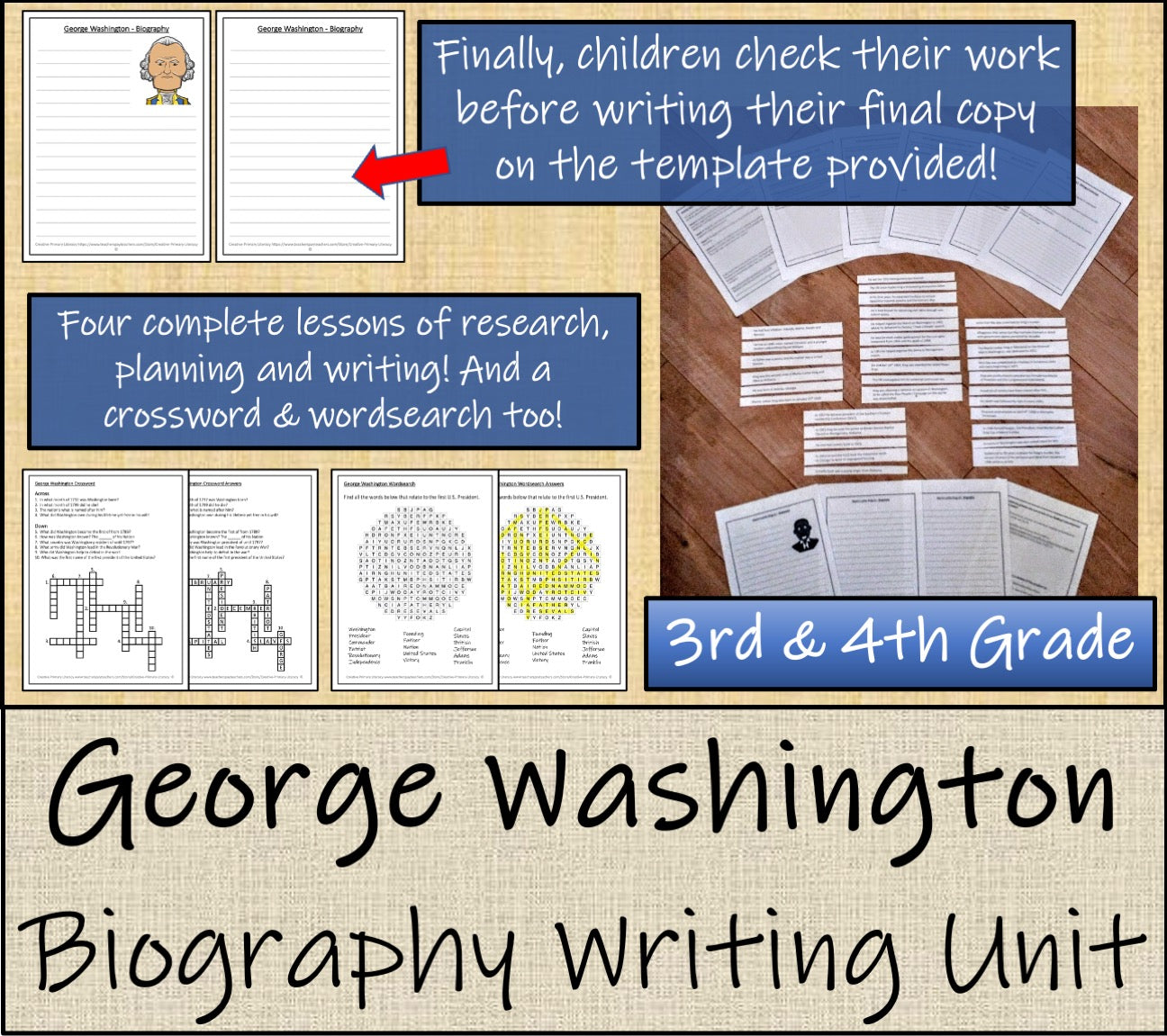 George Washington Biography Writing Unit | 3rd Grade & 4th Grade