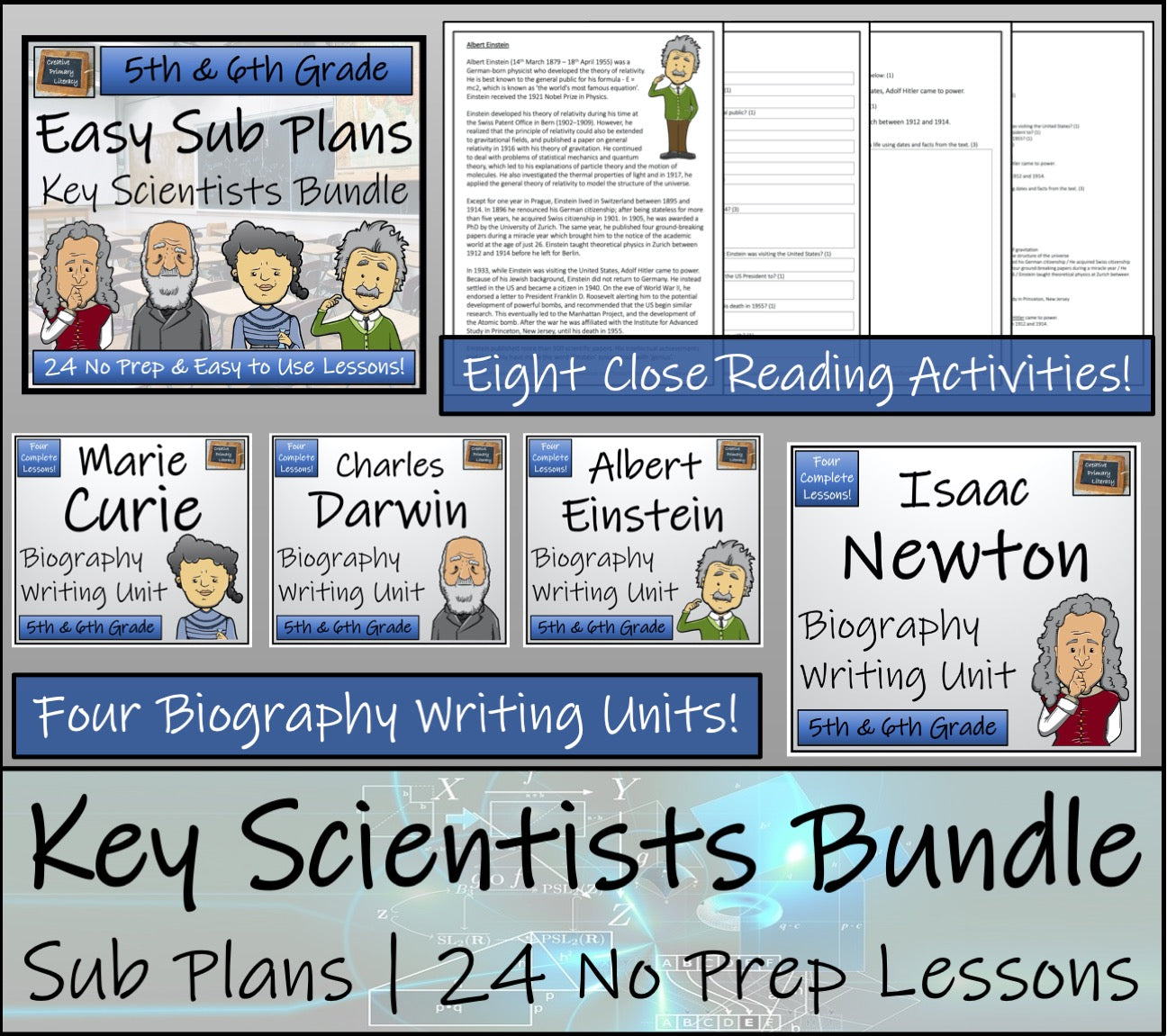 Emergency Sub Plans | Key Scientists Bundle | 5th Grade & 6th Grade