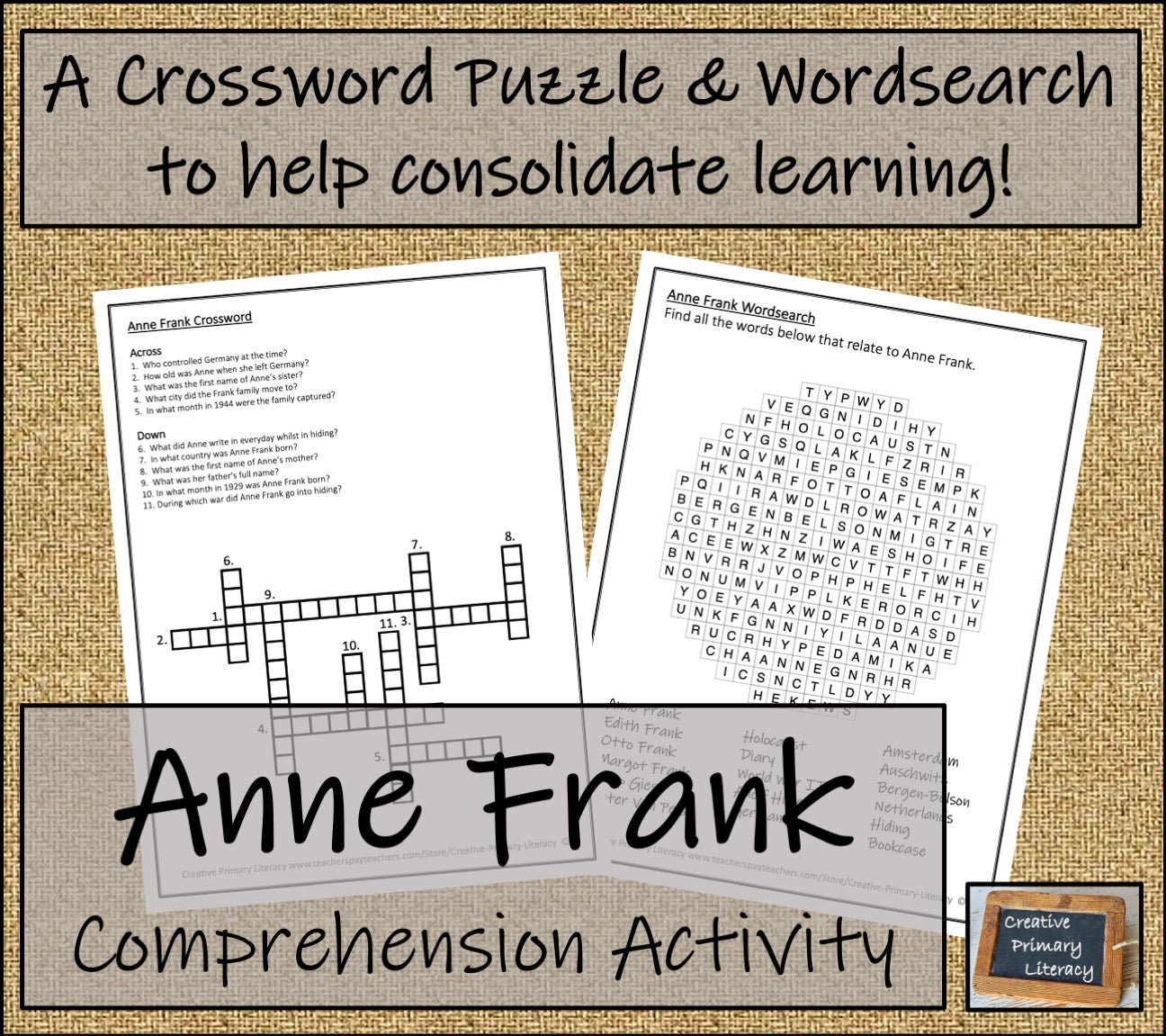 Anne Frank Close Reading Comprehension Activity | 3rd Grade & 4th Grade