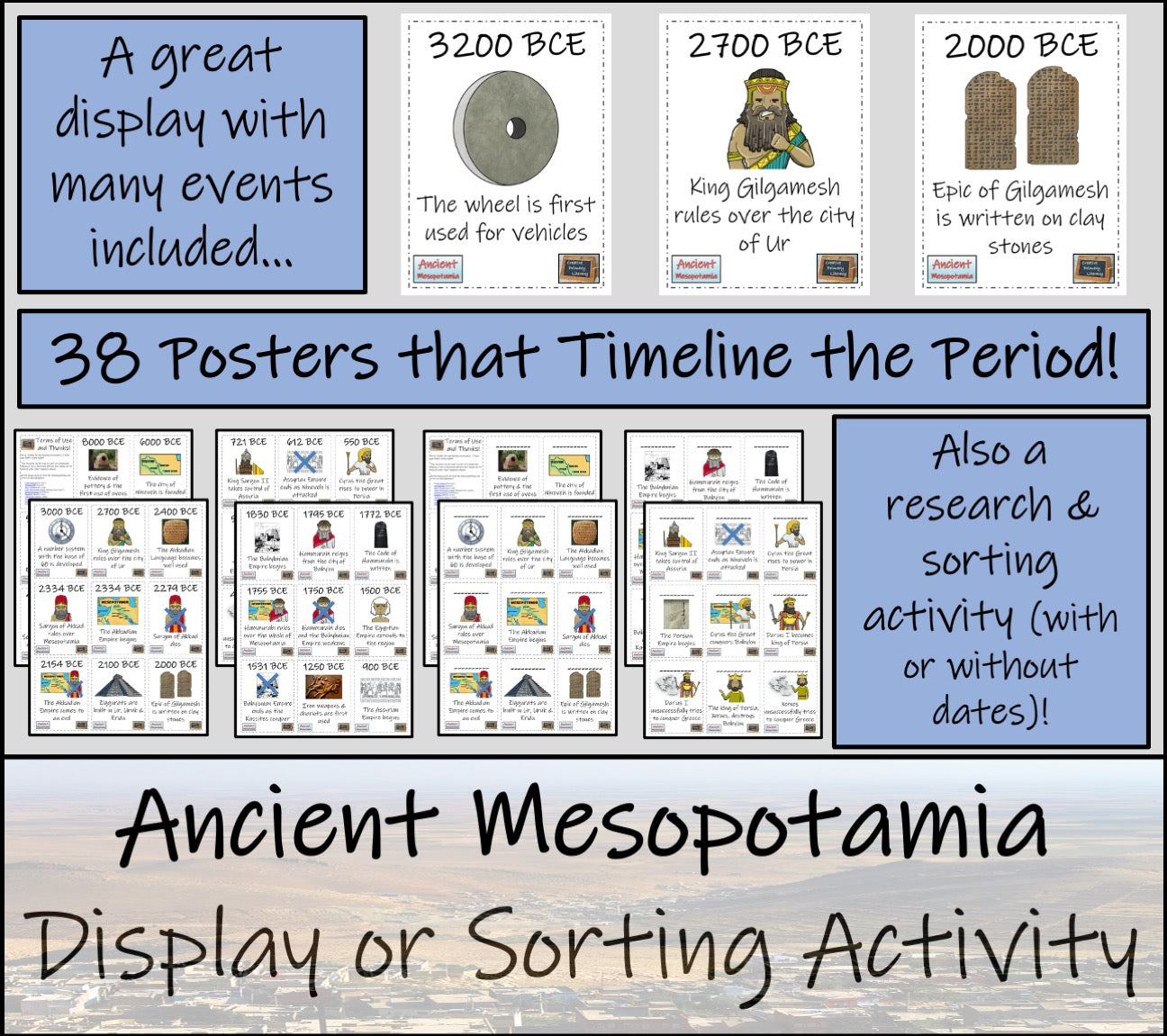 Ancient Mesopotamia Timeline Display Research and Sorting Activity