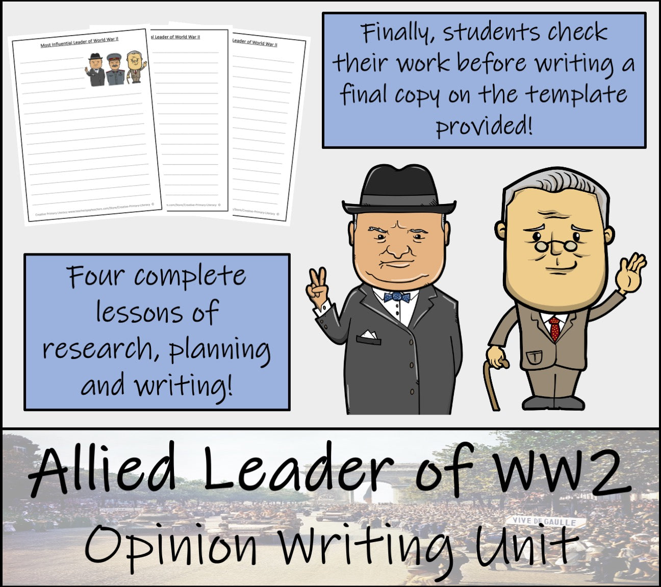 World War 2 Leaders Opinion Writing Unit | 3rd Grade & 4th Grade
