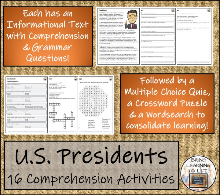 American Presidents Close Reading Comprehension Mega Bundle | 5th & 6th Grade