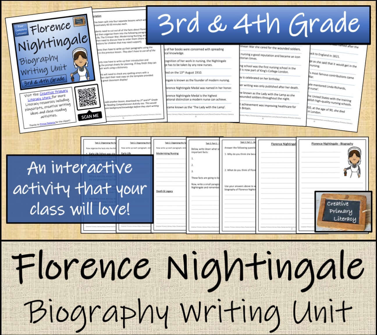 Florence Nightingale Close Reading & Biography Bundle | 3rd Grade & 4th Grade educational materials for interactive learning.