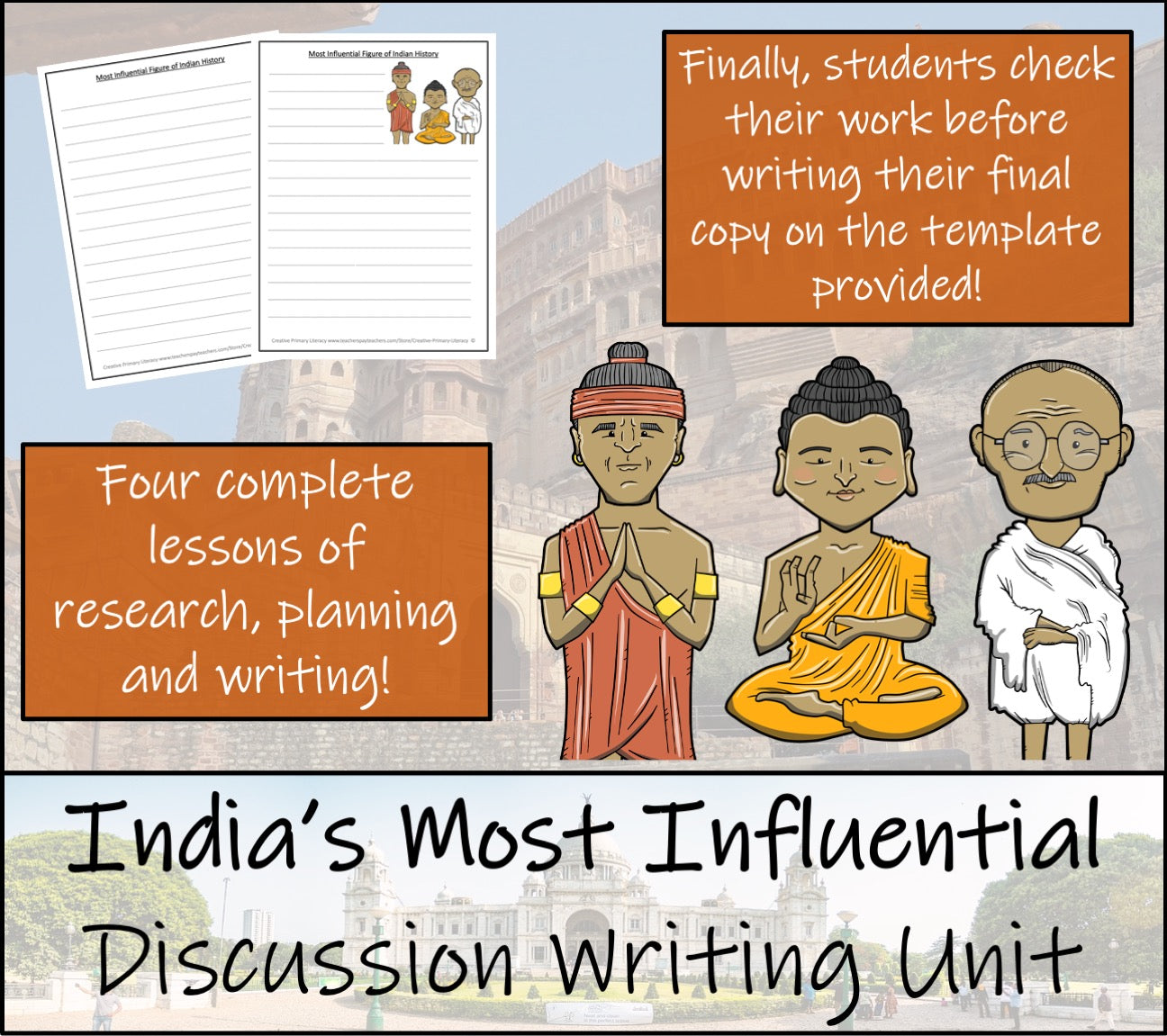 Most Influential Figure of India Opinion Writing Unit | 3rd Grade & 4th Grade