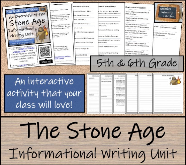 Stone Age Close Reading & Informational Writing Bundle | 5th & 6th Grade