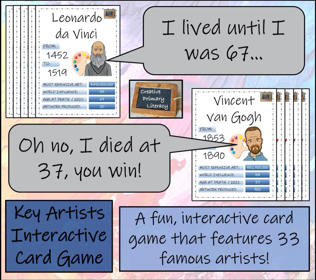 Famous Artists Trading Cards Game & Timeline Activity