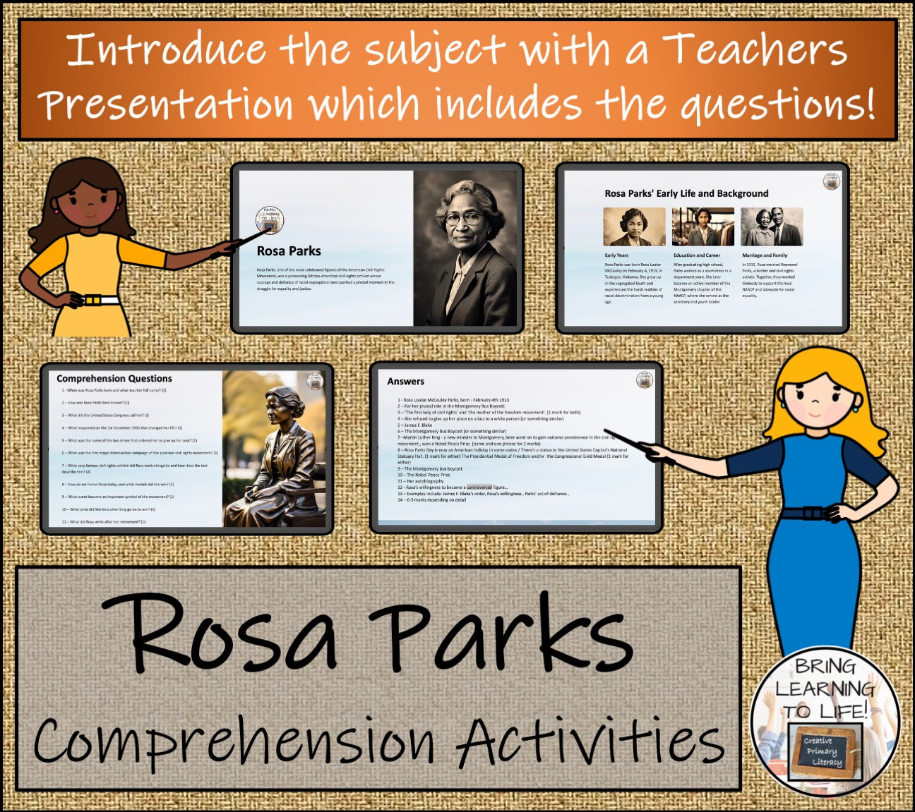 Rosa Parks Close Reading Comprehension Activities | 5th Grade & 6th Grade