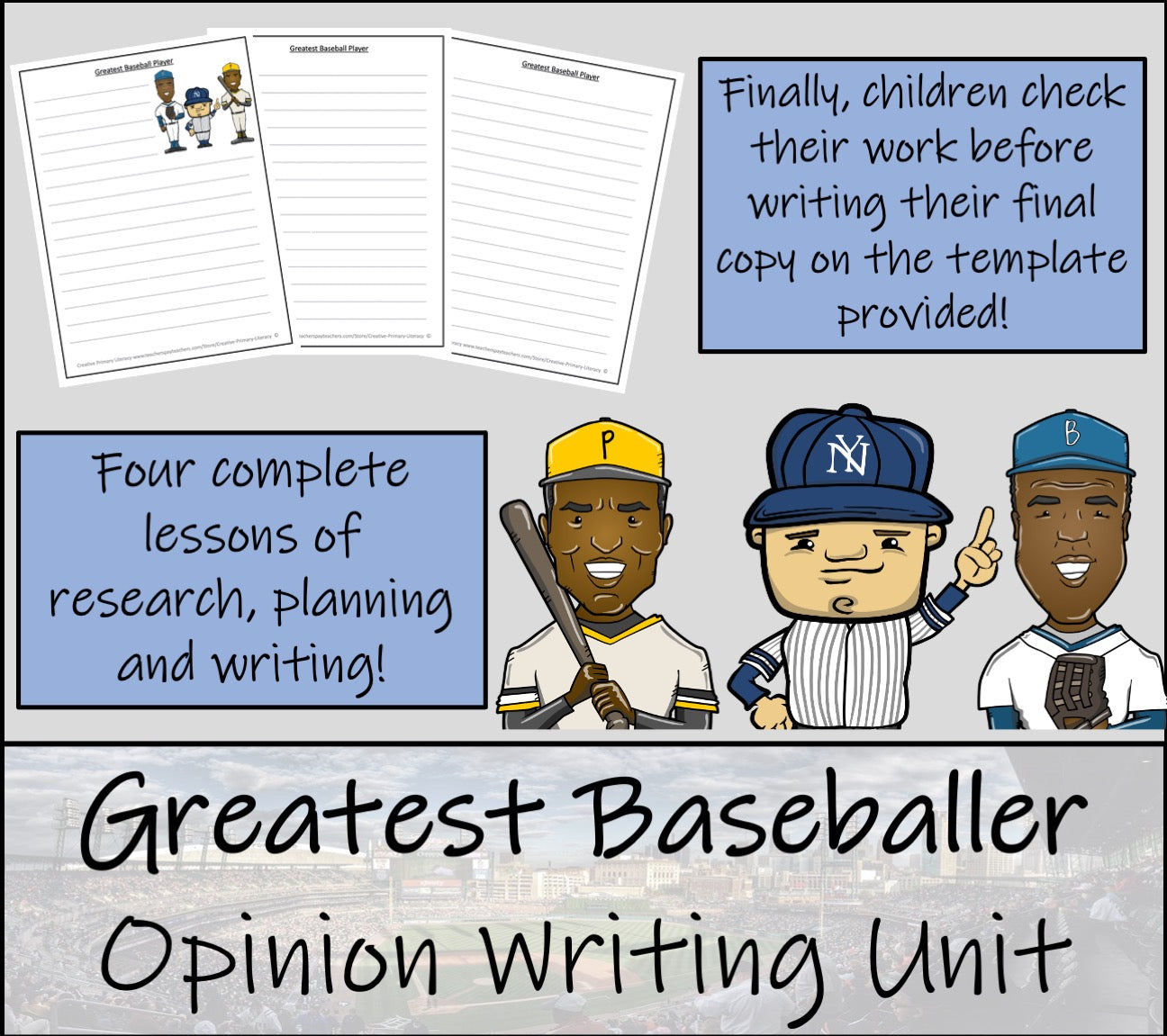 Greatest Baseball Player Opinion Writing Unit | 3rd Grade & 4th Grade