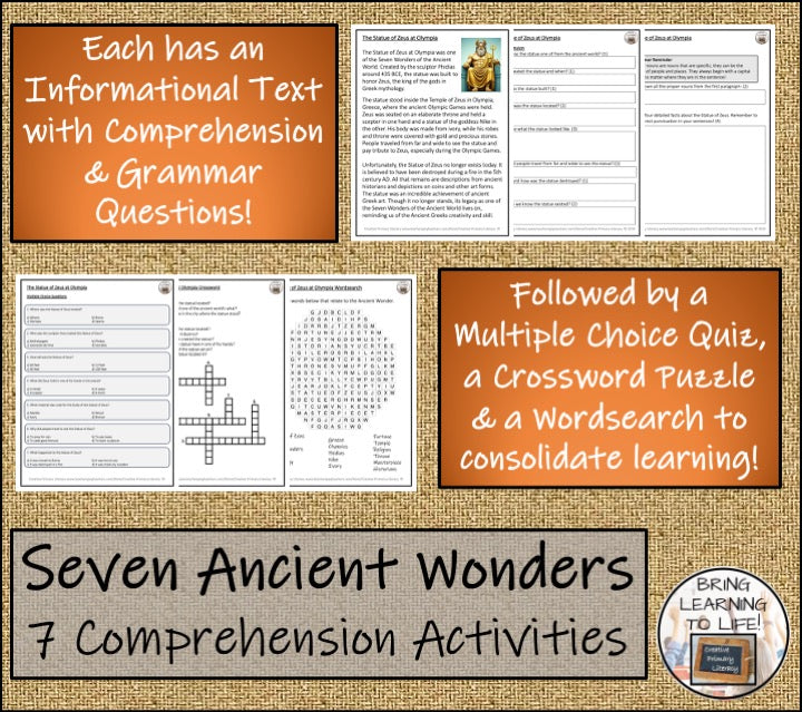 Seven Wonders of the Ancient World Close Reading Bundle | 3rd Grade & 4th Grade