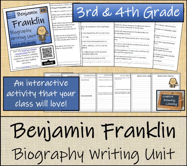 Benjamin Franklin Close Reading & Biography Bundle | 3rd Grade & 4th Grade